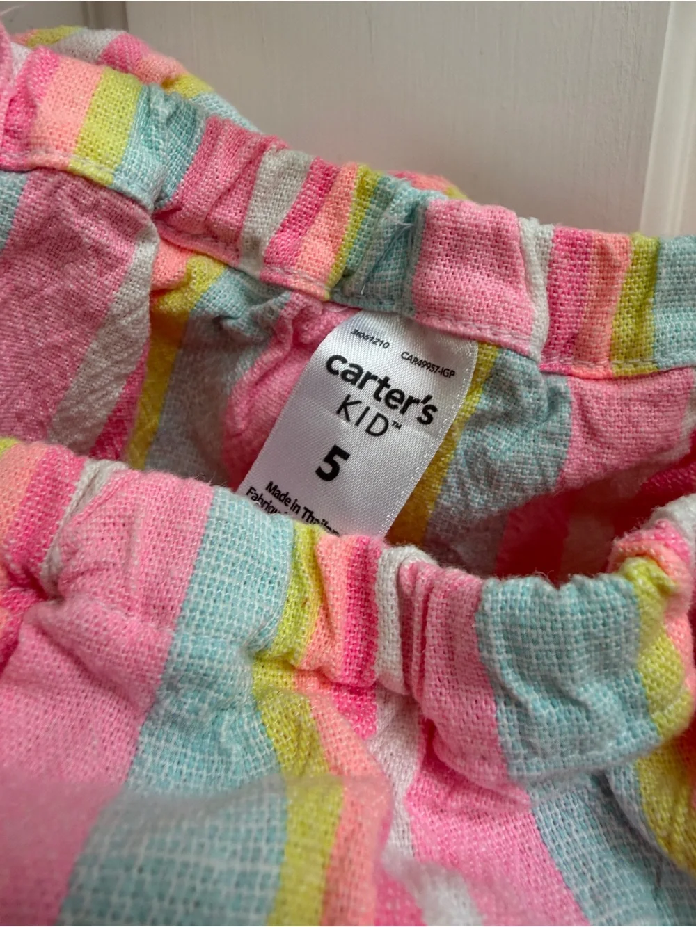 Carter's Girls 5 Pink Multi-Stripe Sorbet Rainbow Ruffle Tank Top Blouse Shirt